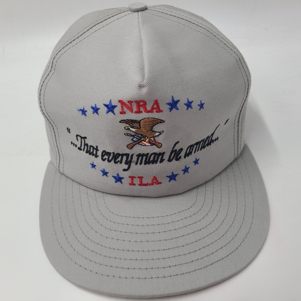 Vintage NRA ILA Hat Snapback Louisville Mfg Co Gray 2nd Amendment Every Man Arm